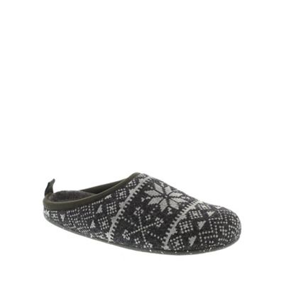 Grey 'Fair Isle Wabi' womens slippers
